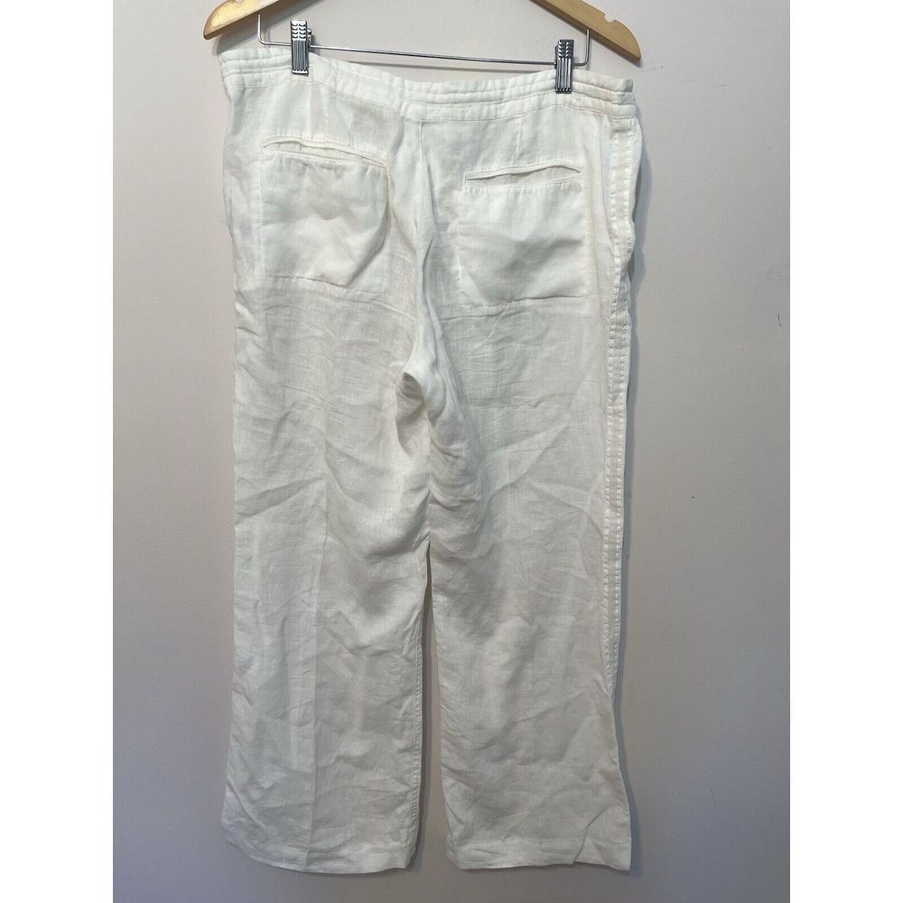 Joie Revolve Irreplaceable Linen Pants Off White Wide Leg Drawstring Waist 12 - Picture 3 of 8